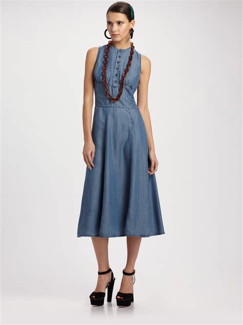 prada dress denim|Prada evening dresses.